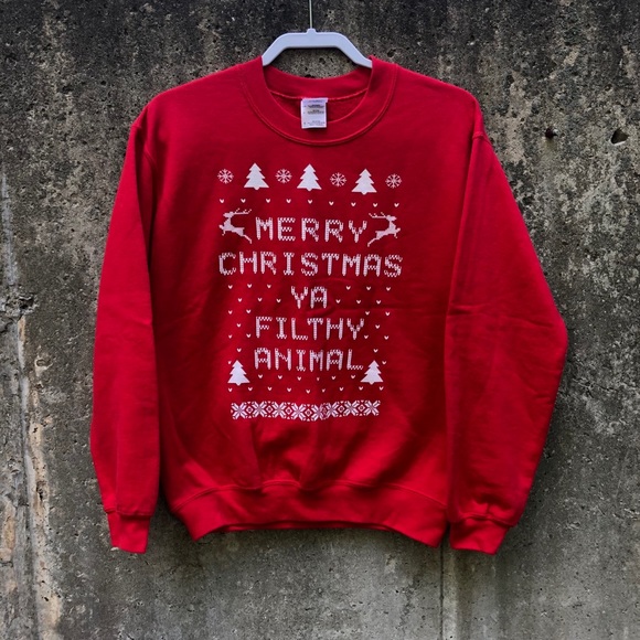 Gildan Tops - Merry Christmas Ya Filthy Animal Christmas Sweater